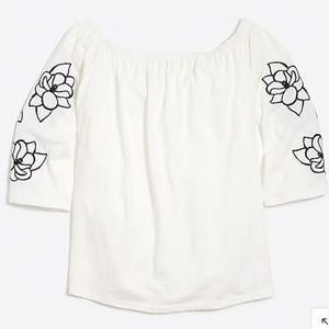 NWT J. Crew embroidered off the shoulder top large